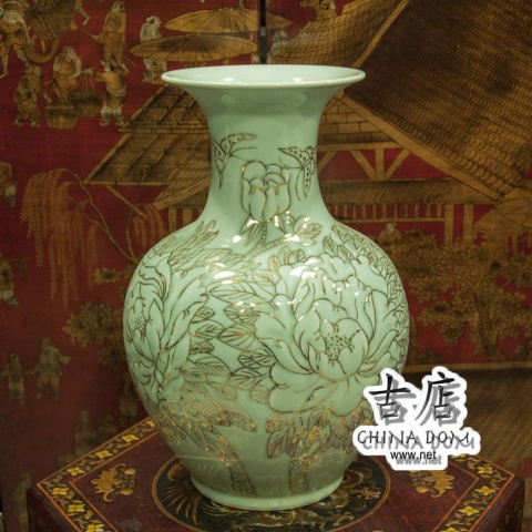Китайская напольная ваза, "Бабочки в пионах"