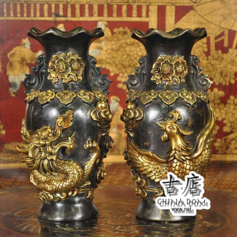 Китайские парные вазы, "Дракон & Феникс"